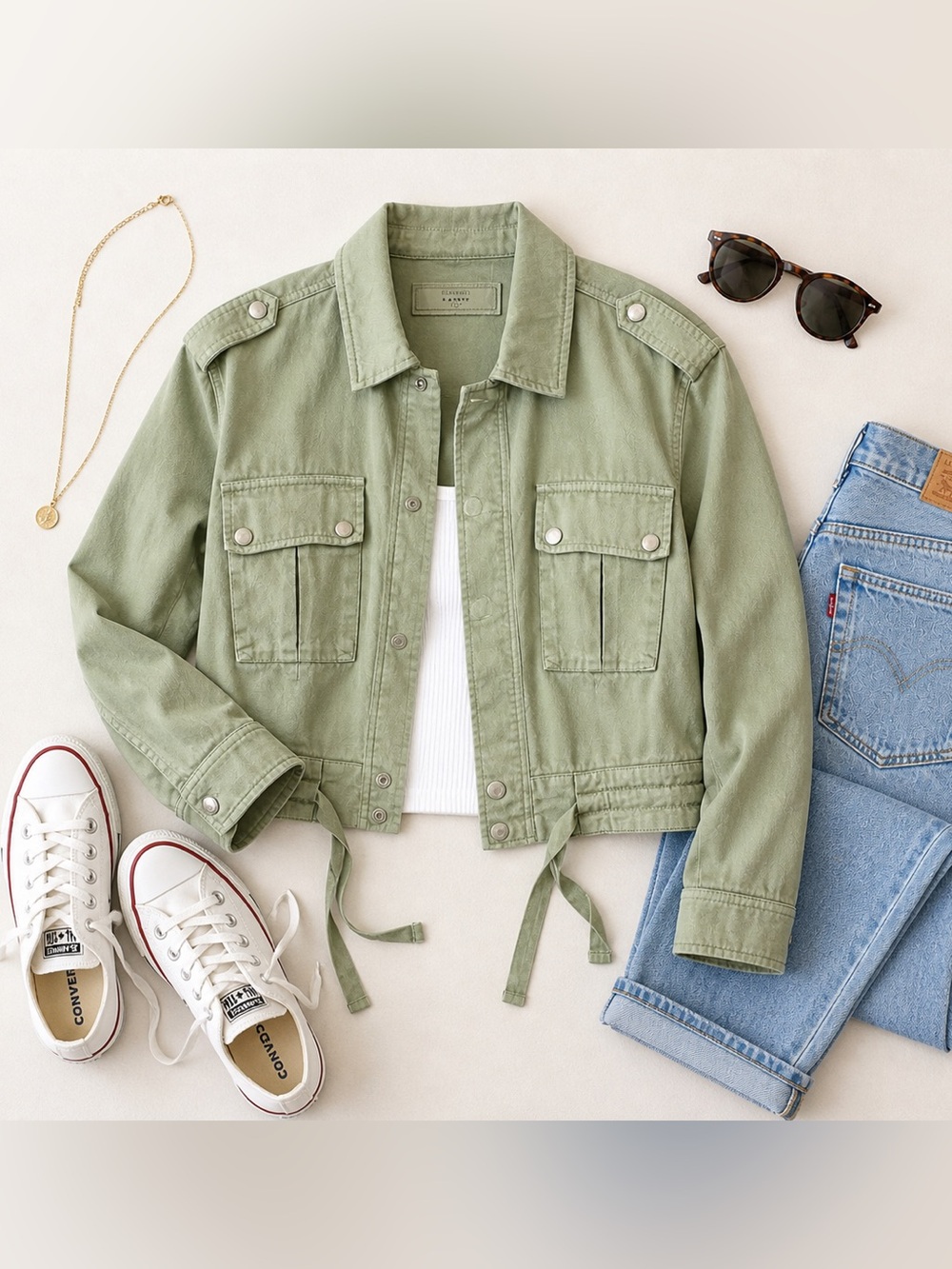 NWT BLANK NYC Here and Now Cropped Utility Jacket Green Size Small - Picture 13 of 13